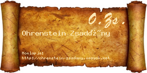 Ohrenstein Zsadány névjegykártya